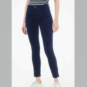 NWT Gap 1969 High Rise True Skinny Ankle in Navy Stretch Velvet *